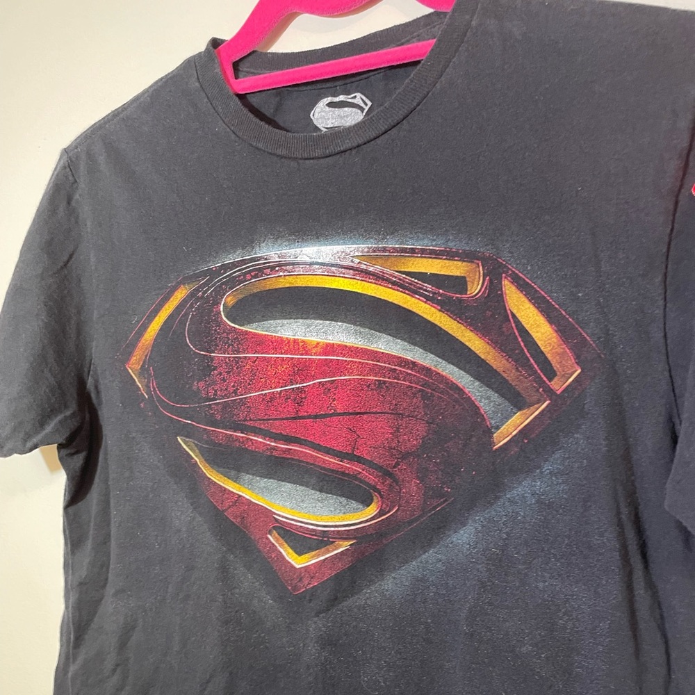 Superman T Shirt Mens‎ Black Medium Cotton Graphic Tee Classic Super Hero
